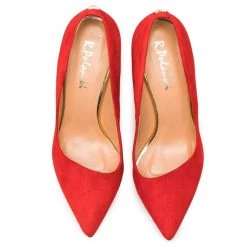 R.Polański Chaussures Basses Talons Aiguilles R.POLAŃSKI - 0982 Czerwony Zamsz Rouge -R.Polański Soldes Magasin 0000201145715 04 gh