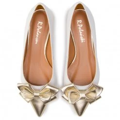 R.Polański Chaussures Basses Ballerines R.POLAŃSKI - 1008 Biały Lico/Złoty Blanc -R.Polański Soldes Magasin 0000201390405 05 kb