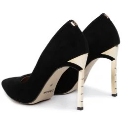 R.Polański Chaussures Basses Talons Aiguilles R.POLAŃSKI - 0808 Czarny Zamsz Złoty Noir -R.Polański Soldes Magasin 0000206721372 03 wj