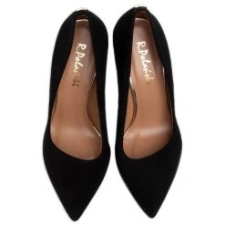 R.Polański Chaussures Basses Talons Aiguilles R.POLAŃSKI - 0808 Czarny Zamsz Złoty Noir -R.Polański Soldes Magasin 0000206721372 04 wj