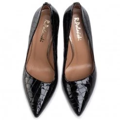 R.Polański Chaussures Basses Talons Aiguilles R.POLAŃSKI - 0808 Czarny Crocco Noir -R.Polański Soldes Magasin 0000206795953 04 pc