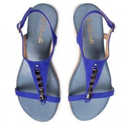 R.Polański Mules Et Sandales Sandales R.POLAŃSKI - 0826 Chaber Zamsz Bleu -R.Polański Soldes Magasin 0000207261587 05 pa