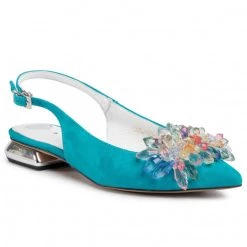 R.Polański Mules Et Sandales Sandales R.POLAŃSKI - 1015 Turkus Zamsz Bleu