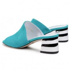 R.Polański Mules Et Sandales Mules / Sandales De Bain R.POLAŃSKI - 0940 Turkus Zamsz Bleu -R.Polański Soldes Magasin 0000207347038 4