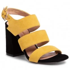 R.Polański Mules Et Sandales Sandales R.POLAŃSKI - 1103 Żółty Zamsz/Czarny Zamsz Jaune