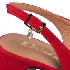 R.Polański Mules Et Sandales Sandales R.POLAŃSKI - 1120 Czerwony Zamsz Rouge -R.Polański Soldes Magasin 0000207573017 06 pa