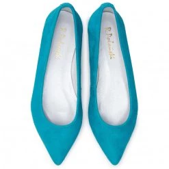 R.Polański Chaussures Basses Ballerines R.POLAŃSKI - 0727 Turkus Zamsz Bleu -R.Polański Soldes Magasin 0000207594920 mt