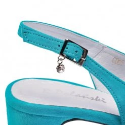 R.Polański Mules Et Sandales Sandales R.POLAŃSKI - 1120 Turkus Zamsz Bleu -R.Polański Soldes Magasin 0000207626843 06 rz