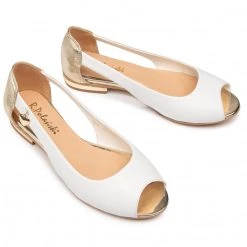 R.Polański Chaussures Basses R.POLAŃSKI - 1098 Biało Złoty Blanc -R.Polański Soldes Magasin 0000207693418 pa