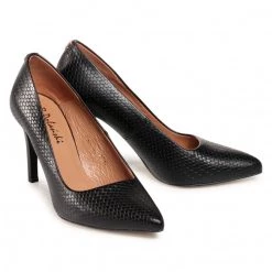 R.Polański Chaussures Basses Talons Aiguilles R.POLAŃSKI - 0760/A Czarna Plecionka Noir -R.Polański Soldes Magasin 0000207844018 05 rz