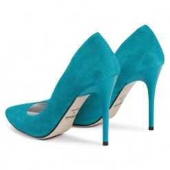 R.Polański Chaussures Basses Talons Aiguilles R.POLAŃSKI - A-001 Turkus Zamsz Bleu -R.Polański Soldes Magasin 0000207883611 02 rz 1