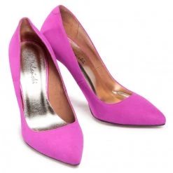 R.Polański Chaussures Basses Talons Aiguilles R.POLAŃSKI - A-001 Fuksja Zamsz Rose -R.Polański Soldes Magasin 0000207904781 06 rz