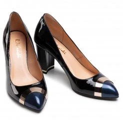 R.Polański Chaussures Basses R.POLAŃSKI - 1111 Czarny Lakier Granatowy Noir -R.Polański Soldes Magasin 0000208434584 03 pa