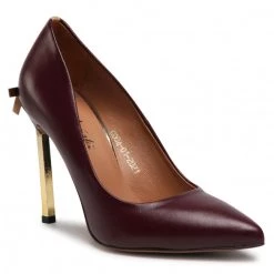 R.Polański Chaussures Basses Talons Aiguilles R.POLAŃSKI - 1223 Bordo Lico Złoty Bordeaux