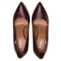 R.Polański Chaussures Basses Talons Aiguilles R.POLAŃSKI - 1223 Bordo Lico Złoty Bordeaux -R.Polański Soldes Magasin 0000208447096 03 rz