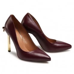 R.Polański Chaussures Basses Talons Aiguilles R.POLAŃSKI - 1223 Bordo Lico Złoty Bordeaux -R.Polański Soldes Magasin 0000208447096 04 rz