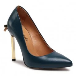 R.Polański Chaussures Basses Talons Aiguilles R.POLAŃSKI - 1223 Niebieski Lico Złoty Bleu