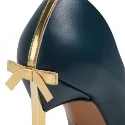 R.Polański Chaussures Basses Talons Aiguilles R.POLAŃSKI - 1223 Niebieski Lico Złoty Bleu -R.Polański Soldes Magasin 0000208447218 06 rz