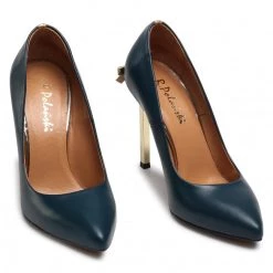 R.Polański Chaussures Basses Talons Aiguilles R.POLAŃSKI - 1223 Niebieski Lico Złoty Bleu -R.Polański Soldes Magasin 0000208447218 07 rz