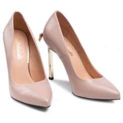 R.Polański Chaussures Basses Talons Aiguilles R.POLAŃSKI - 1223 Różowy Lico/Złoto Rose -R.Polański Soldes Magasin 0000208558891 05 wj