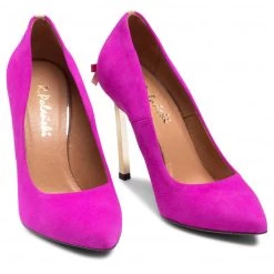 R.Polański Chaussures Basses Talons Aiguilles R.POLAŃSKI - 1223 Fuksja Zamsz/Złoty Rose -R.Polański Soldes Magasin 0000208559294 05 wj