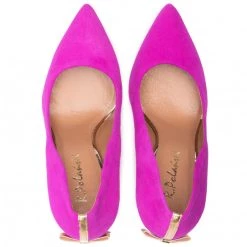 R.Polański Chaussures Basses Talons Aiguilles R.POLAŃSKI - 1223 Fuksja Zamsz/Złoty Rose -R.Polański Soldes Magasin 0000208559294 06 wj