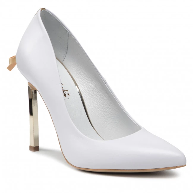 R.Polański Chaussures Basses Talons Aiguilles R.POLAŃSKI - 1223 Biały Lico/Złoty Blanc 1 R.Polański Chaussures Basses Talons Aiguilles R.POLAŃSKI - 1223 Biały Lico/Złoty Blanc