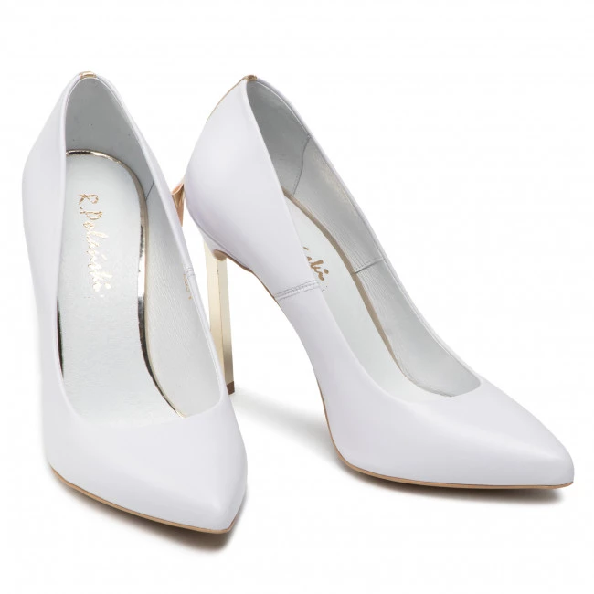 R.Polański Chaussures Basses Talons Aiguilles R.POLAŃSKI - 1223 Biały Lico/Złoty Blanc 5 R.Polański Chaussures Basses Talons Aiguilles R.POLAŃSKI - 1223 Biały Lico/Złoty Blanc – Image 5