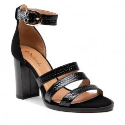 R.Polański Mules Et Sandales Sandales R.POLAŃSKI - 1452 Czarny Lakier/Czarny Zamsz Noir