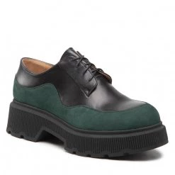 Chaussures Basses R.Polański - 1557 Czarny Lico/Zielony Nubuk Noir, Vert