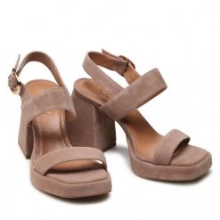 R.Polański Mules Et Sandales Sandales R.POLAŃSKI - 1451 Cappucino Zamsz Marron -R.Polański Soldes Magasin 05 0000300718414 rz