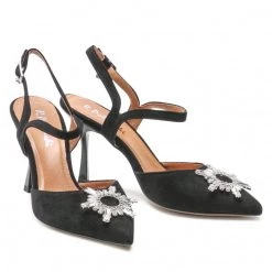 R.Polański Mules Et Sandales Sandales R.POLAŃSKI - 1419 Czarny Zamsz Noir -R.Polański Soldes Magasin 05 0000300722022 rz