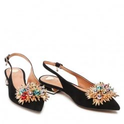 R.Polański Mules Et Sandales Sandales R.POLAŃSKI - 1488/L Czarny Zamsz Noir -R.Polański Soldes Magasin 05 0000300722503 rz