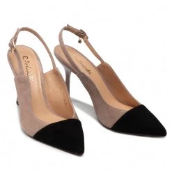 R.Polański Mules Et Sandales Sandales R.POLAŃSKI - 1428 Cappucino Zamsz/Czarny Zamsz Beige -R.Polański Soldes Magasin 05 0000300724309 st