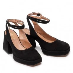 R.Polański Mules Et Sandales Sandales R.POLAŃSKI - 1491 Czarny Zamsz Noir -R.Polański Soldes Magasin 05 0000300726044 swa