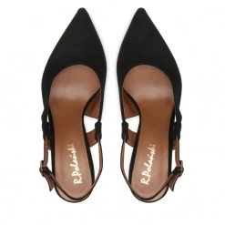 R.Polański Mules Et Sandales Sandales R.POLAŃSKI - 1442 Czarny Zamsz Noir -R.Polański Soldes Magasin 06 0000300718018 rz