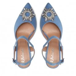 R.Polański Mules Et Sandales Sandales R.POLAŃSKI - 1419 Błękitny Zamsz Bleu -R.Polański Soldes Magasin 06 0000300722183 rz