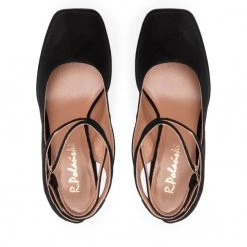 R.Polański Mules Et Sandales Sandales R.POLAŃSKI - 1491 Czarny Zamsz Noir -R.Polański Soldes Magasin 06 0000300726044 swa