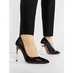 R.Polański Chaussures Basses Talons Aiguilles R.POLAŃSKI - 0808 Czarny Crocco Noir -R.Polański Soldes Magasin 10 0000206795953 sg